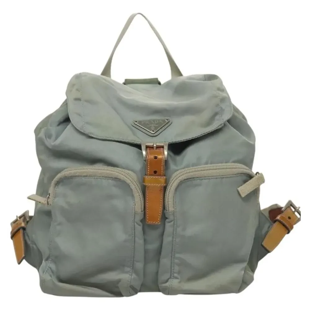 Prada Nylon Light Blue Silver Backpack